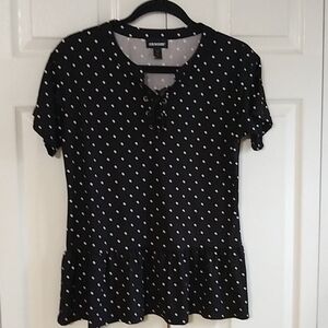 Joe Boxer black and white pokadot peplem shirt